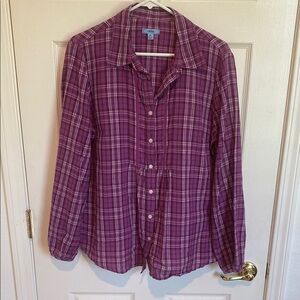 Izod Purple Plaid Blouse